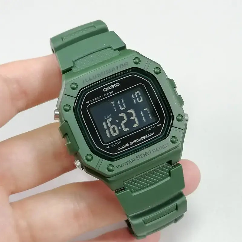 Casio Standard Digital Green Dial Resin Men's Watch- W-218-3BV   2P